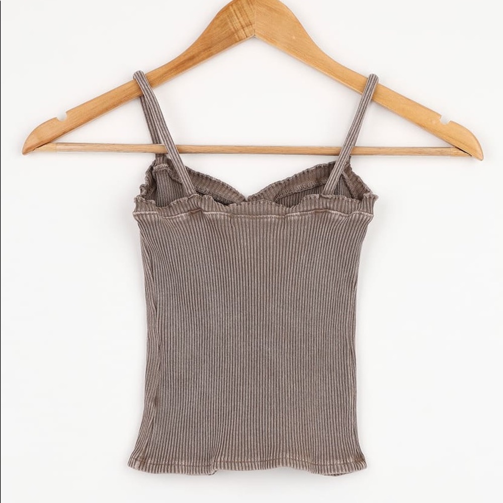 Washed Taupe Ribbed Cami Top - Picture 3 of 5